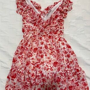 Abercrombie & Fitch Red and White Ruffled Smocked Sundress